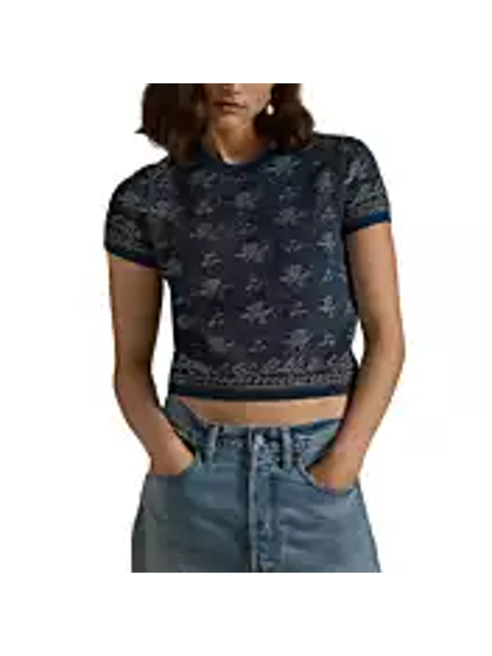Polo Ralph Lauren Floral Indigo Blue Crewneck Sweater Size M NWT